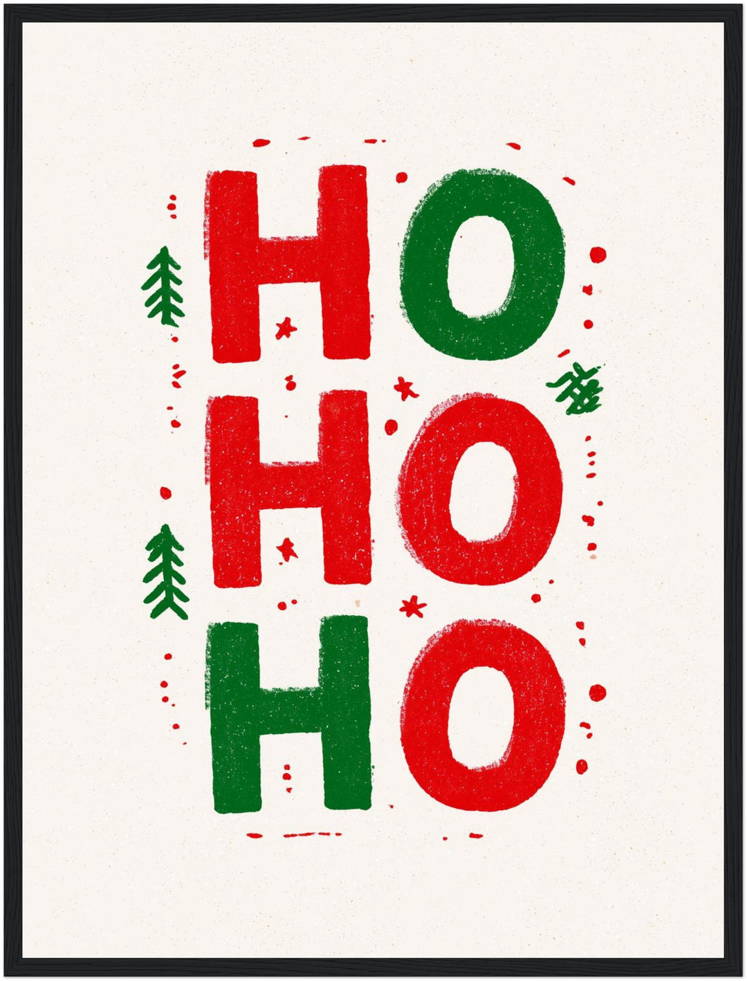 Ho Ho Ho Weihnachtsgruß Poster – Schwarzer Rahmen – Produktfoto