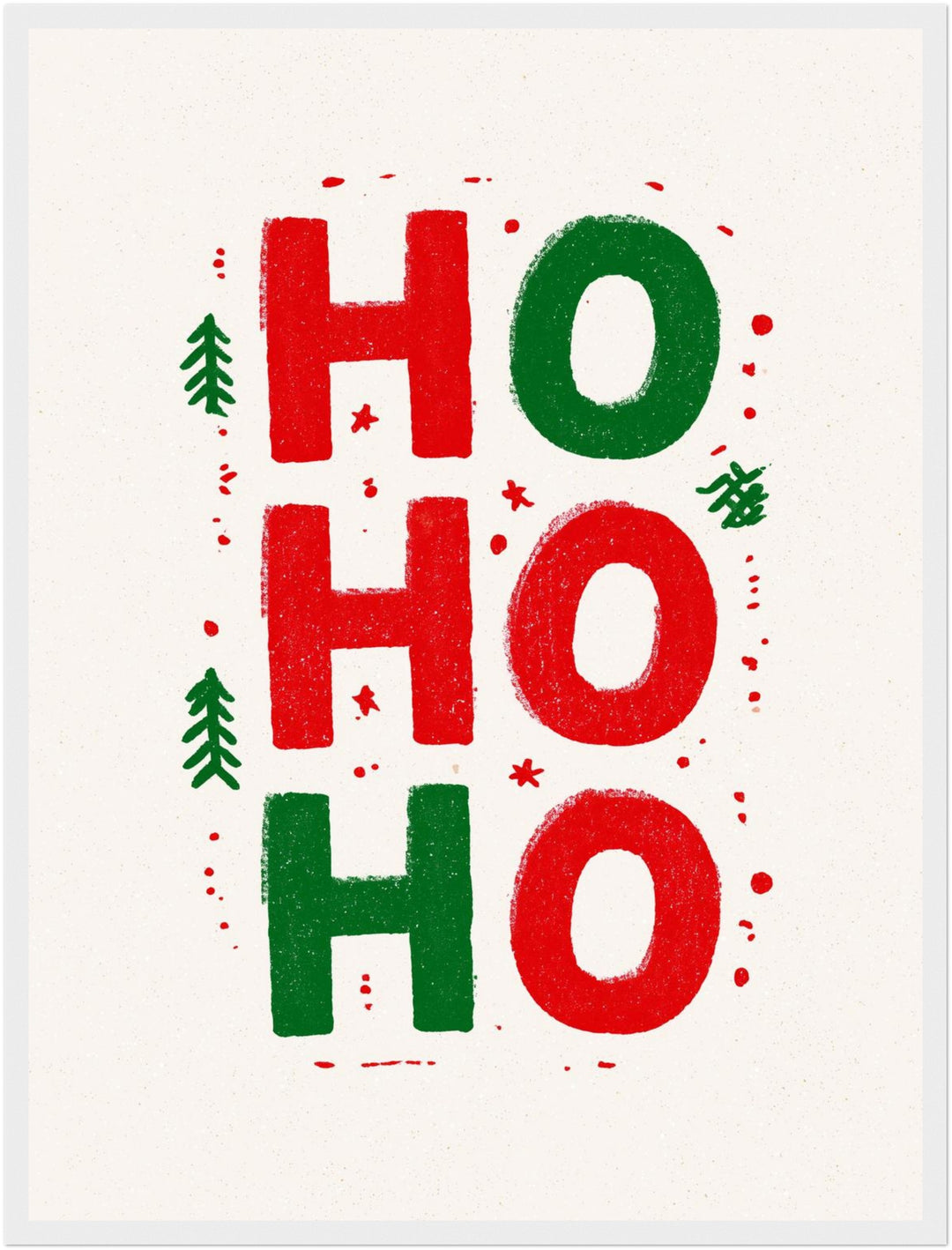 Ho Ho Ho Weihnachtsgruß Poster – Weißer Rahmen – Produktfoto