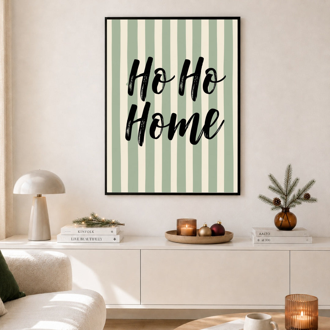 Ho Ho Home Streifen Poster – Schwarzer Rahmen – Produktfoto