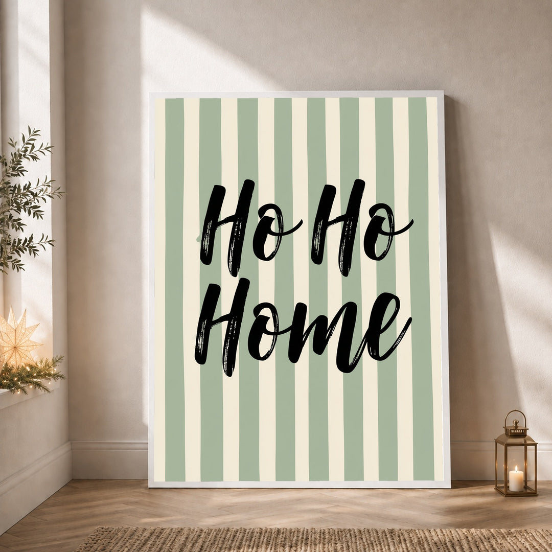 Ho Ho Home Streifen Poster – Weißer Rahmen – Produktfoto