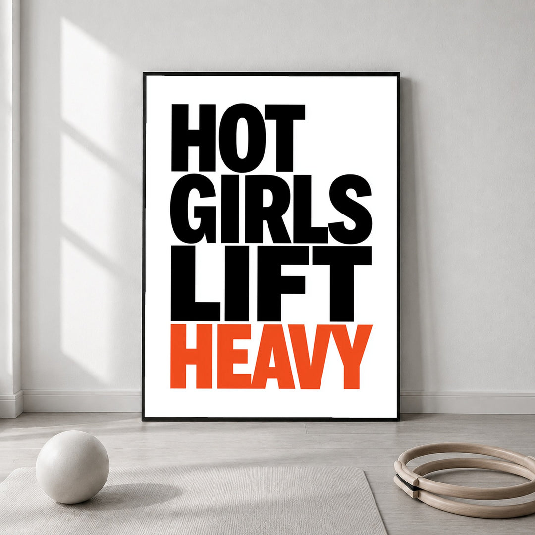 Hot Girls Lift Heavy Poster – Schwarzer Rahmen – Produktfoto