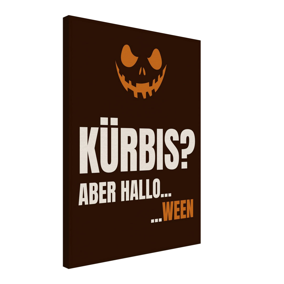 Kürbis aber Hallo-ween Leinwandbild – Schräge Ansicht – Produktfoto