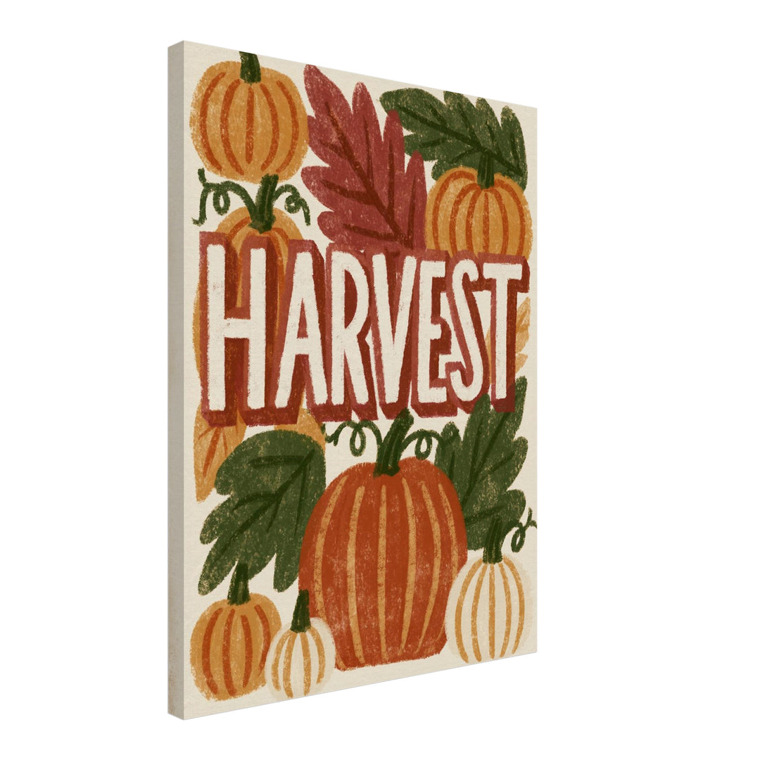 Kürbisse Harvest Herbst Leinwandbild – Schräge Ansicht – Produktfoto