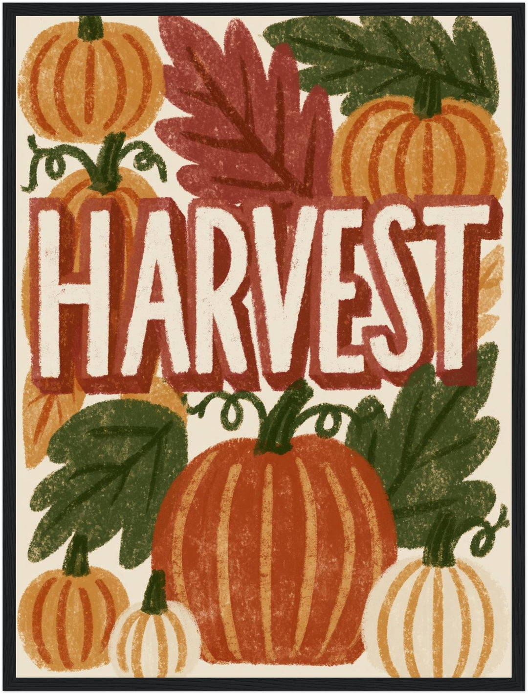 Kürbisse Harvest Herbst Poster – Schwarzer Rahmen – Produktfoto