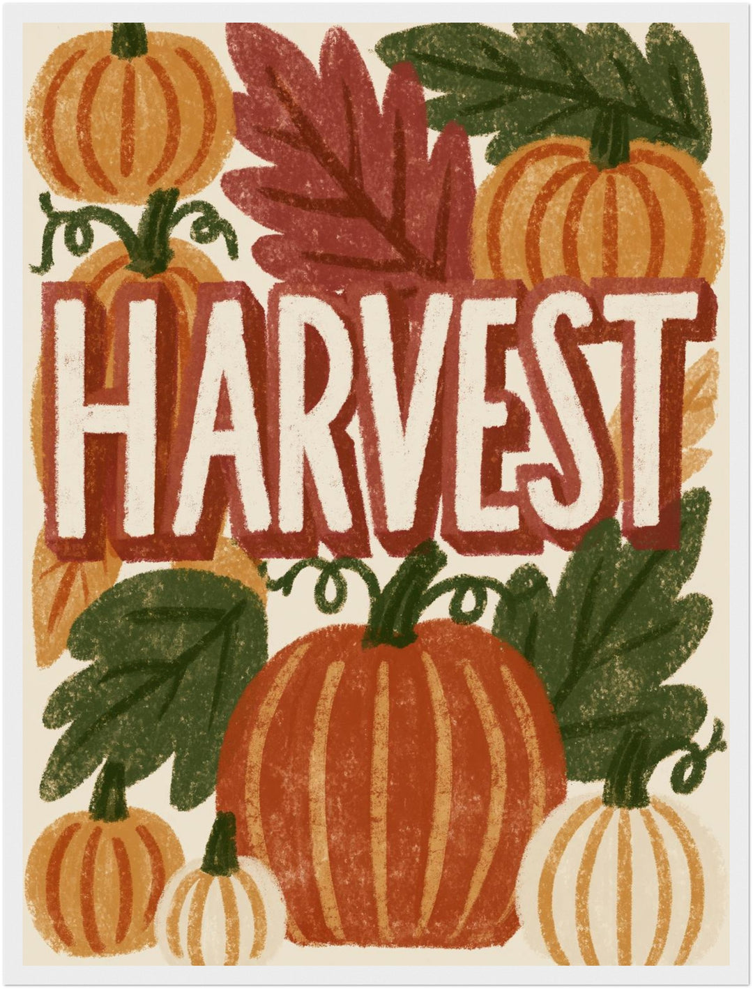 Kürbisse Harvest Herbst Poster – Weißer Rahmen – Produktfoto