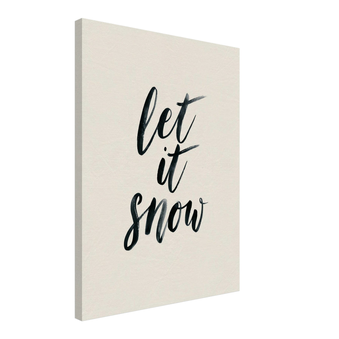 Let It Snow Kalligrafie Leinwandbild – Schräge Ansicht – Produktfoto