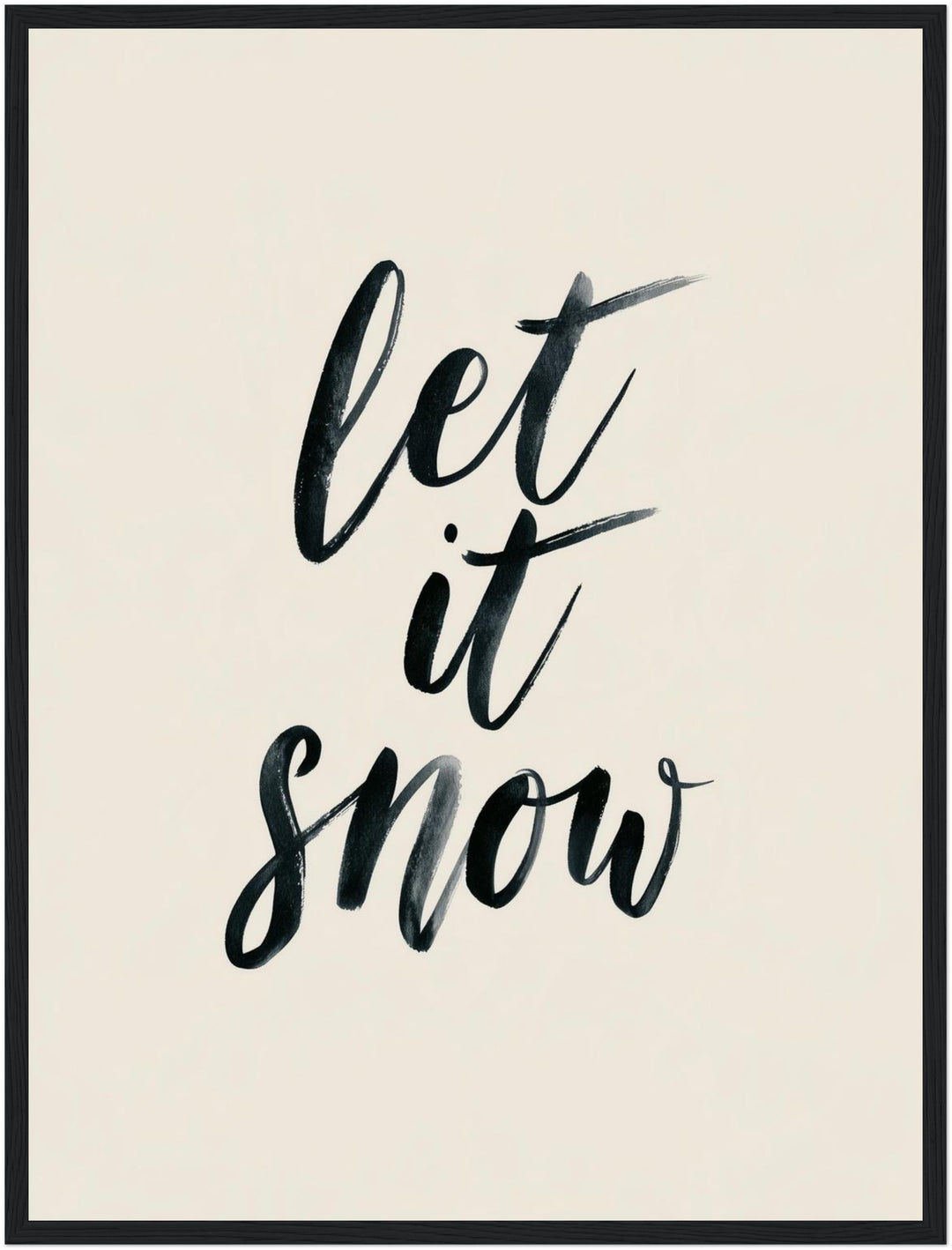 Let It Snow Kalligrafie Poster – Schwarzer Rahmen – Produktfoto