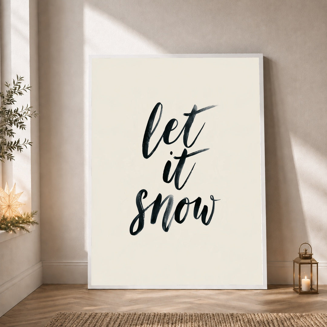 Let It Snow Kalligrafie Poster – Weißer Rahmen – Produktfoto