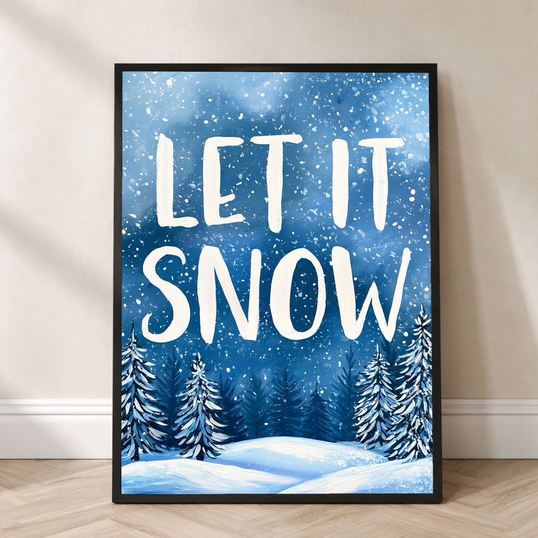 Winterzauber Let It Snow Poster – Schwarzer Rahmen – Produktfoto