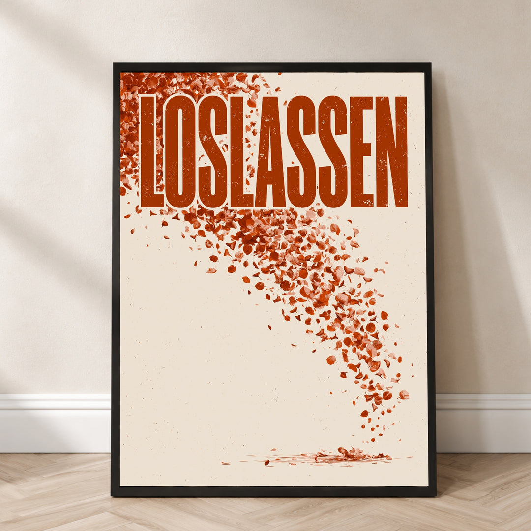 Loslassen Herbstblätter Poster – Schwarzer Rahmen – Produktfoto