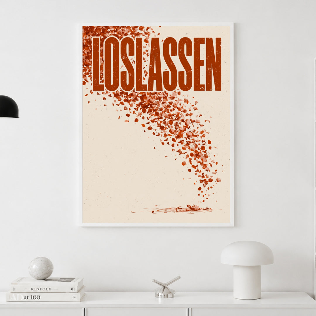 Loslassen Herbstblätter Poster – Weißer Rahmen – Produktfoto