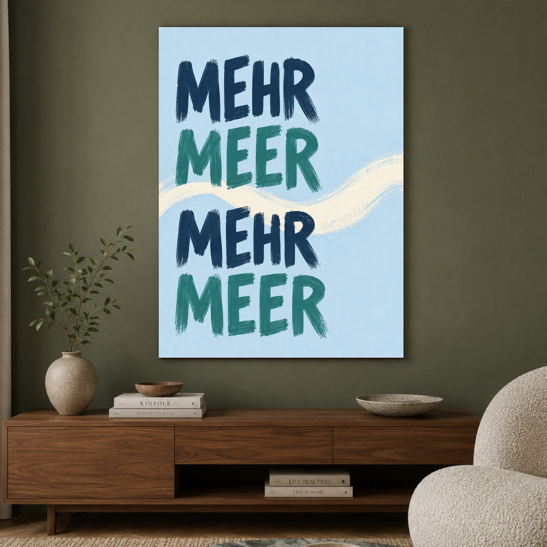 Mehr Meer Typografie Leinwandbild – Ohne Rahmen – Produktfoto