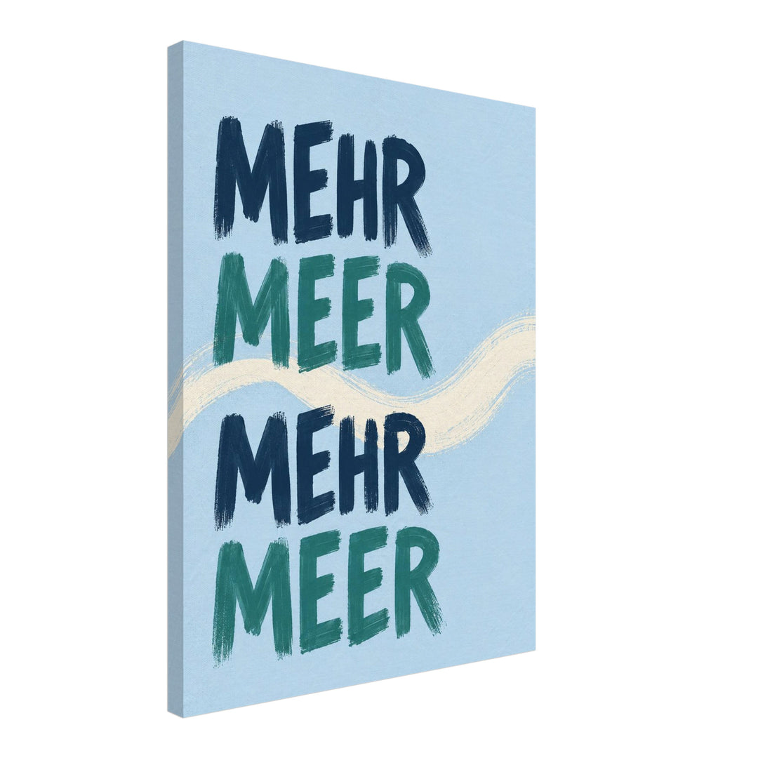 Mehr Meer Typografie Leinwandbild – Schräge Ansicht – Produktfoto