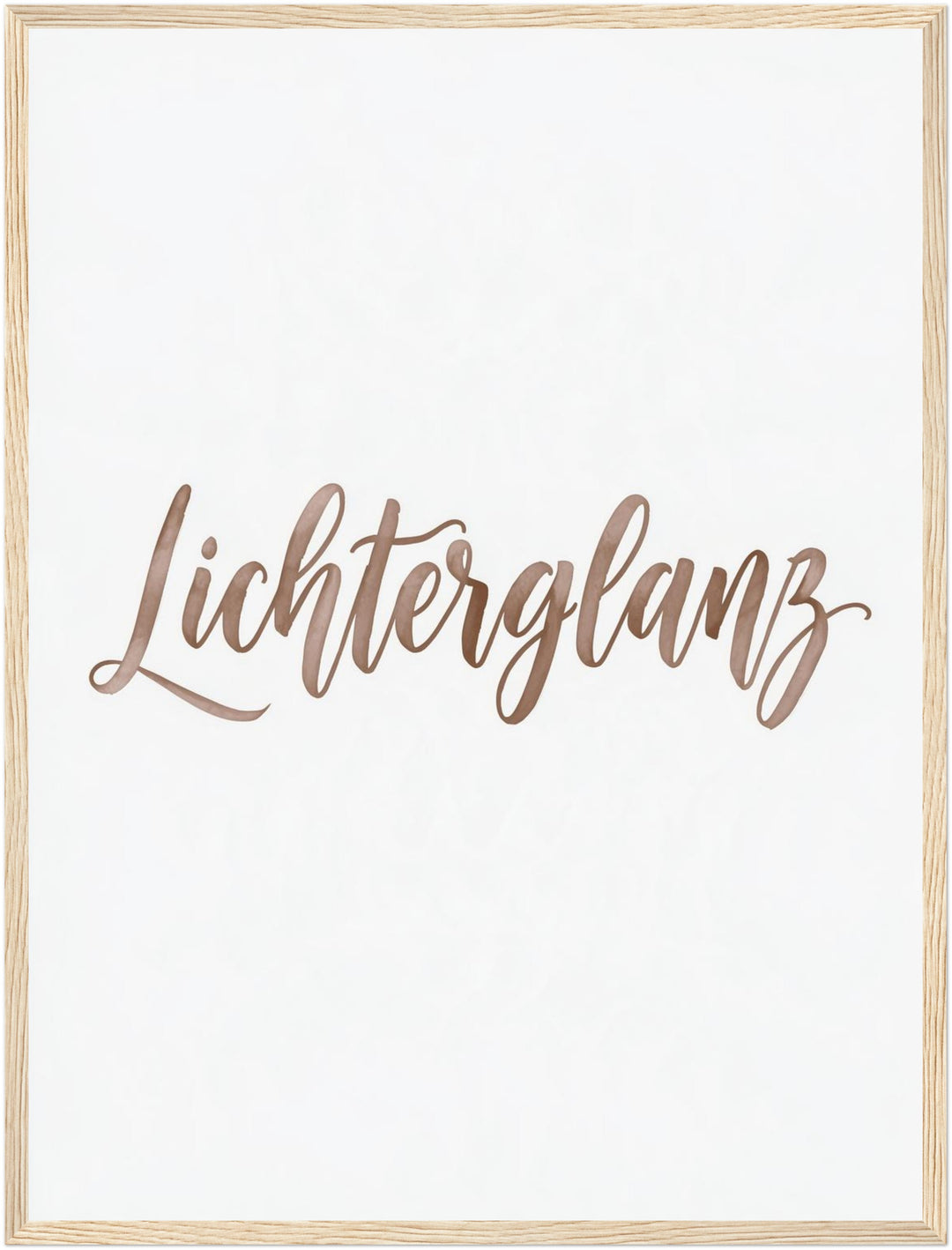 Lichterglanz in Roségold Poster – Holz natur Rahmen – Produktfoto