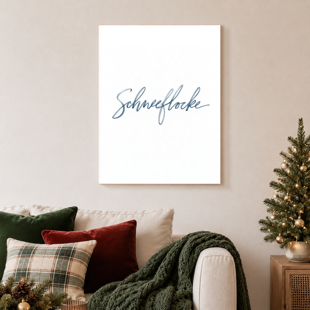 Schneeflocke Kalligrafie Leinwandbild – Ohne Rahmen – Produktfoto
