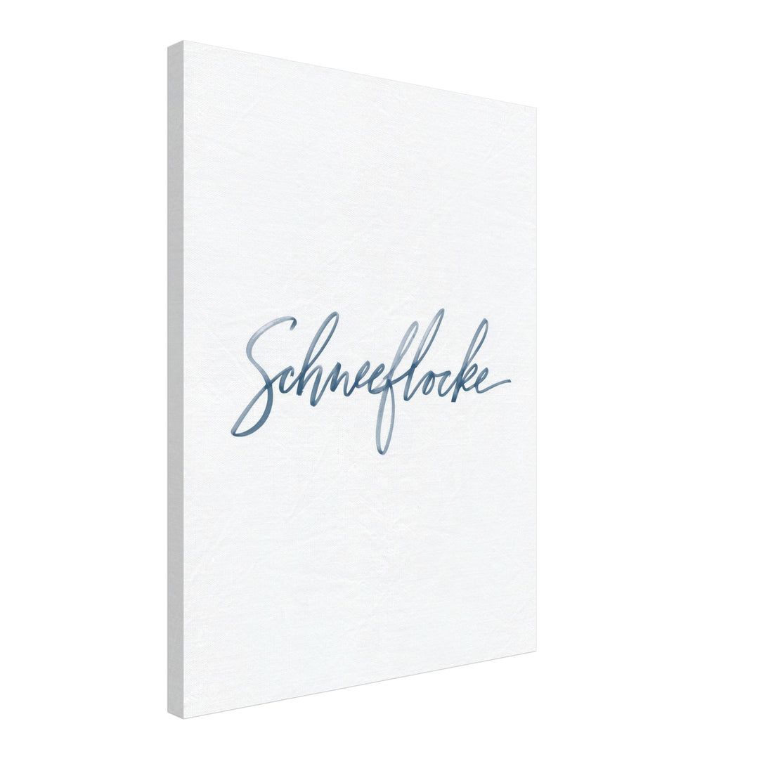 Schneeflocke Kalligrafie Leinwandbild – Schräge Ansicht – Produktfoto