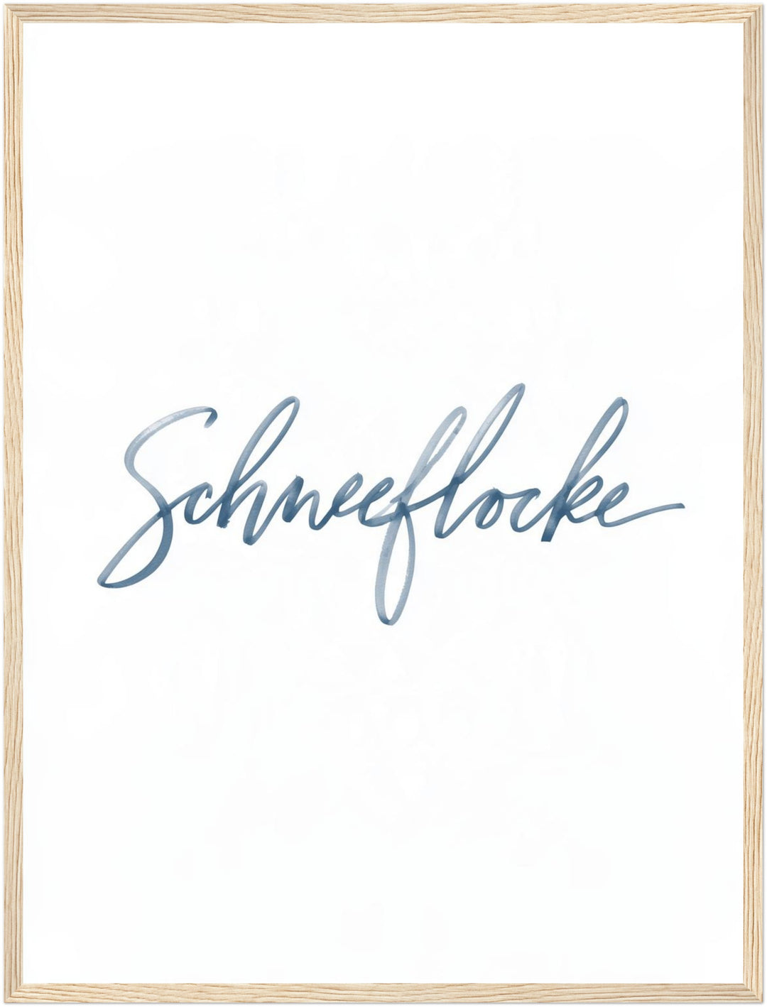 Schneeflocke Kalligrafie Poster – Holz natur Rahmen – Produktfoto