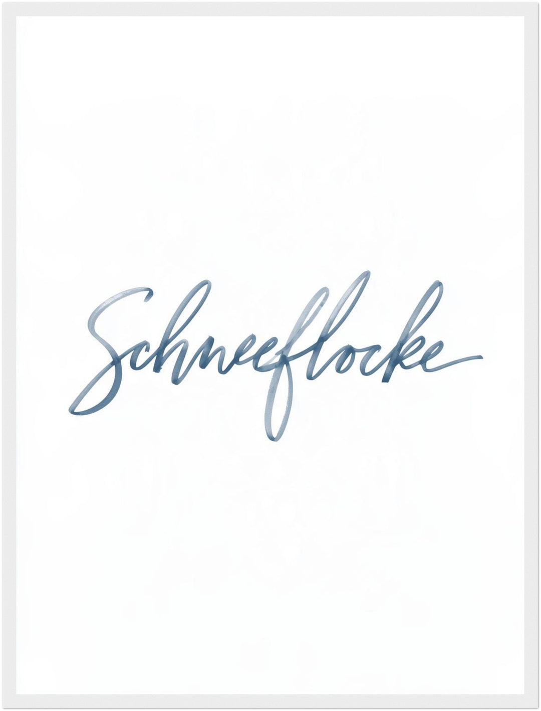 Schneeflocke Kalligrafie Poster – Weißer Rahmen – Produktfoto