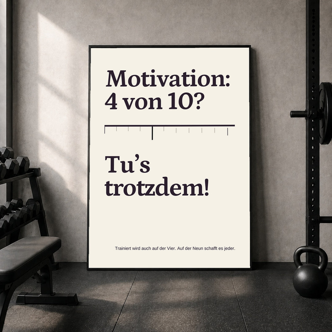Trotzdem Trainieren Motivation Poster – Schwarzer Rahmen – Produktfoto