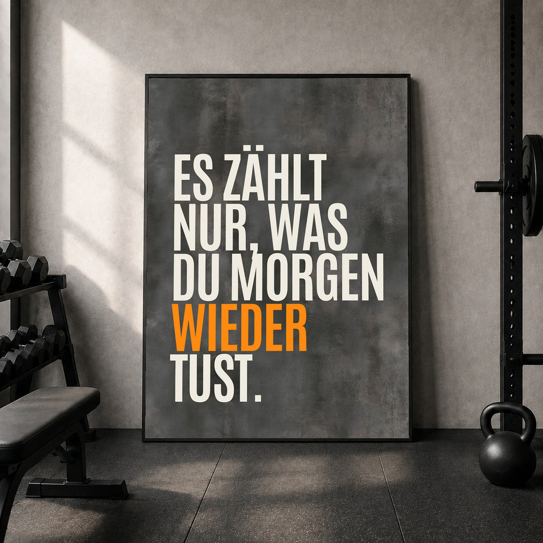 Nur was du wiederholst Poster – Schwarzer Rahmen – Produktfoto