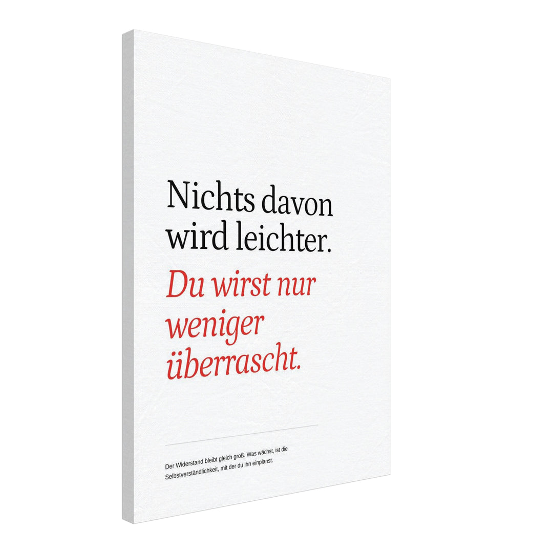 Widerstand wird Gewohnheit Leinwand – Schräge Ansicht – Produktfoto
