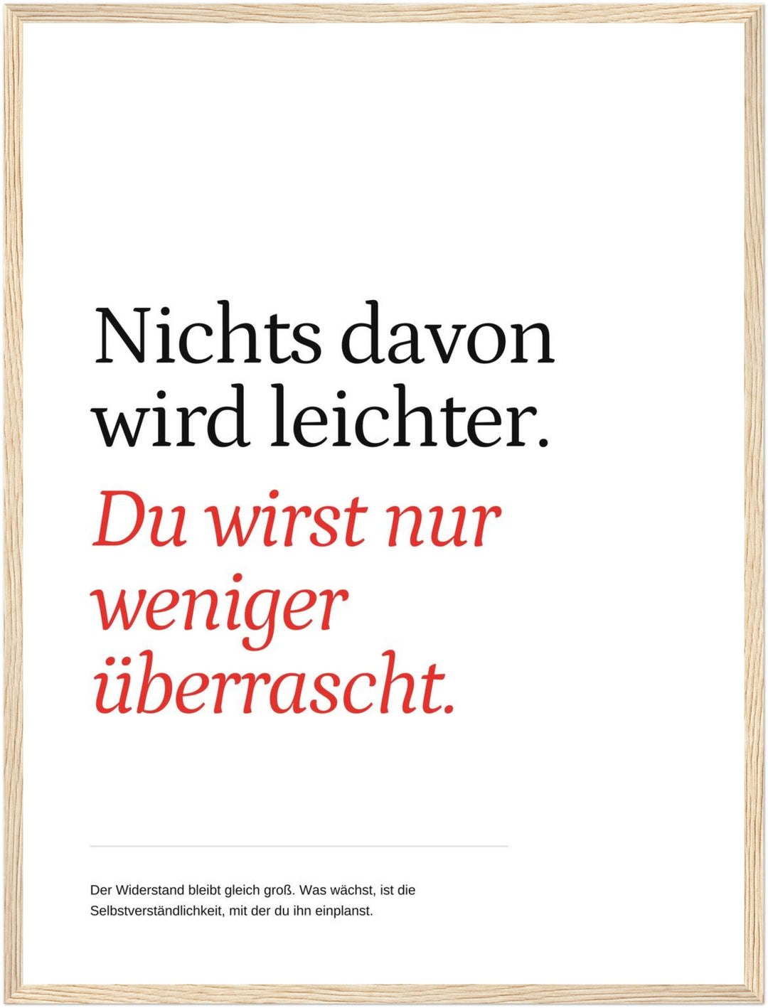 Widerstand wird Gewohnheit Poster – Holz natur Rahmen – Produktfoto