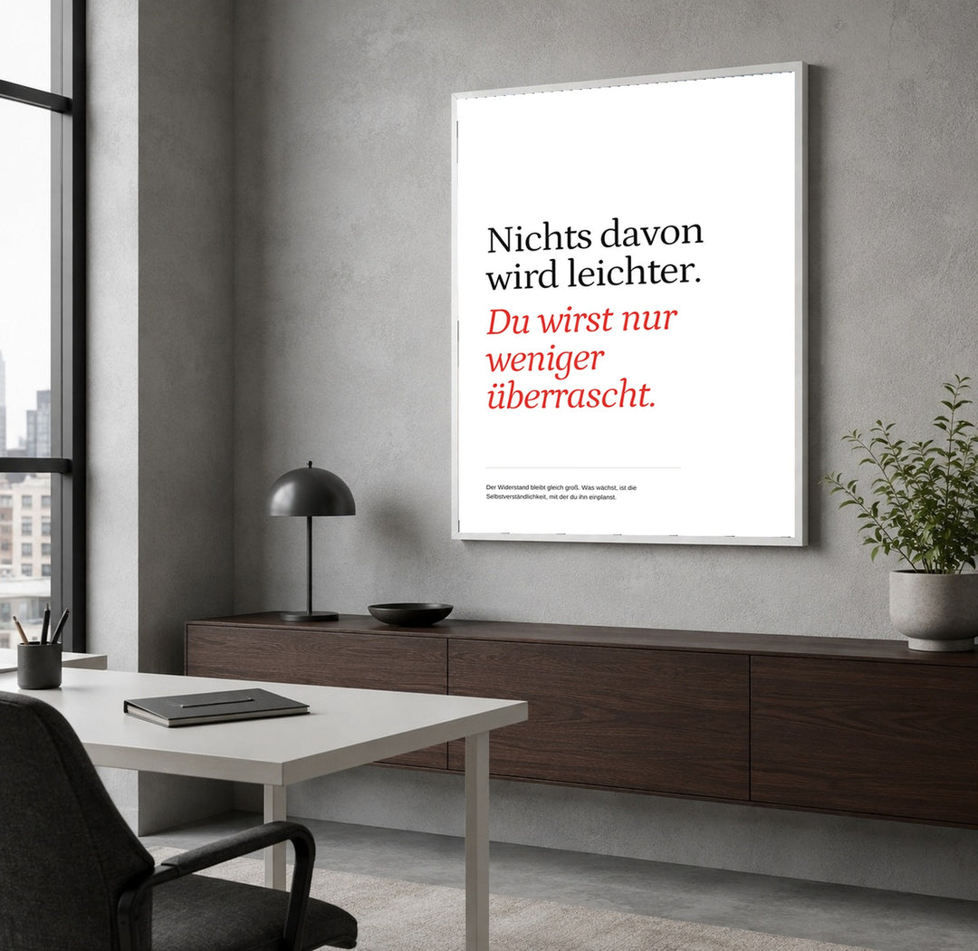 Widerstand wird Gewohnheit Poster – Weißer Rahmen – Produktfoto