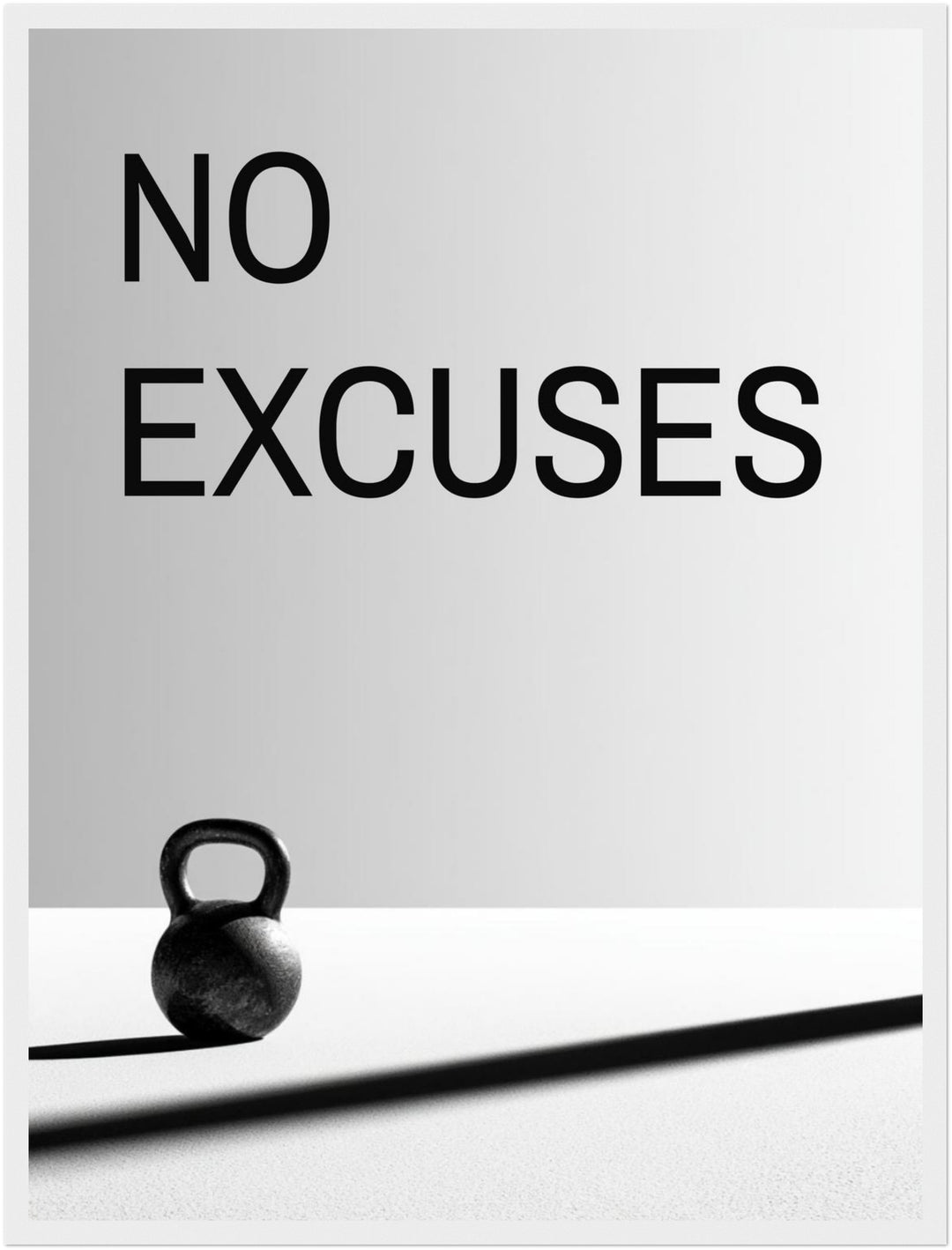 Keine Ausreden Kettlebell Poster – Weißer Rahmen – Produktfoto