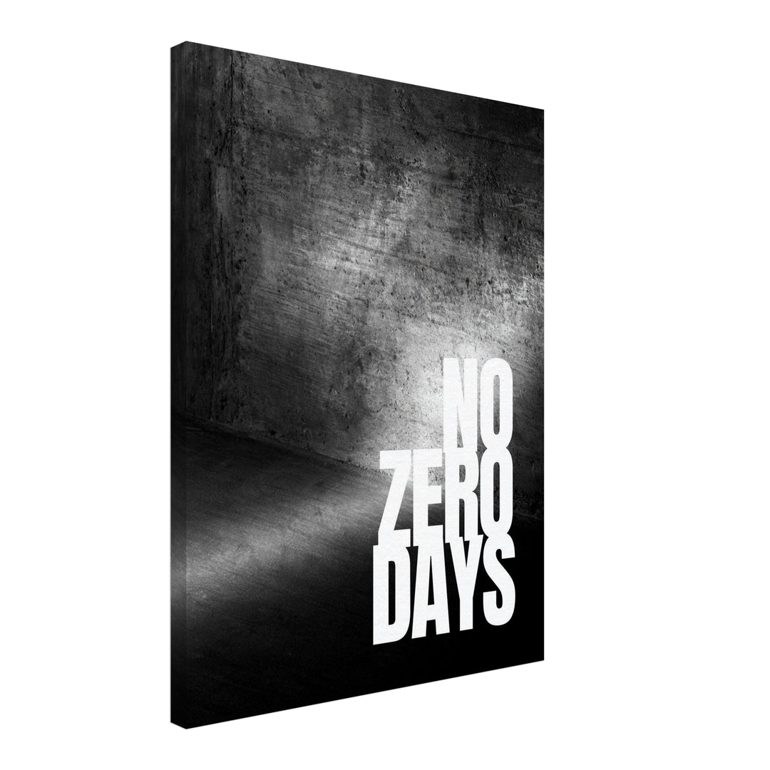No Zero Days Beton Leinwandbild – Schräge Ansicht – Produktfoto