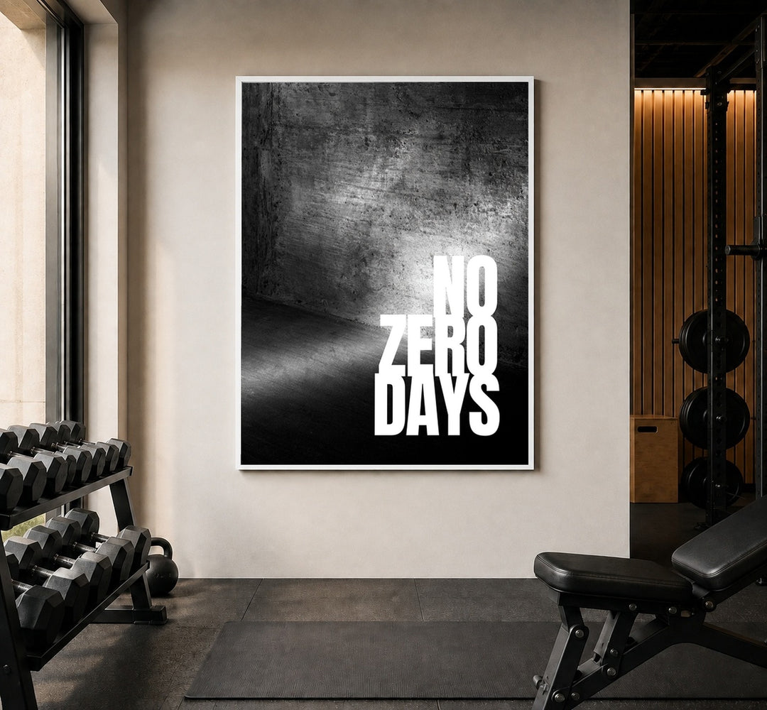 No Zero Days Beton Poster – Weißer Rahmen – Produktfoto