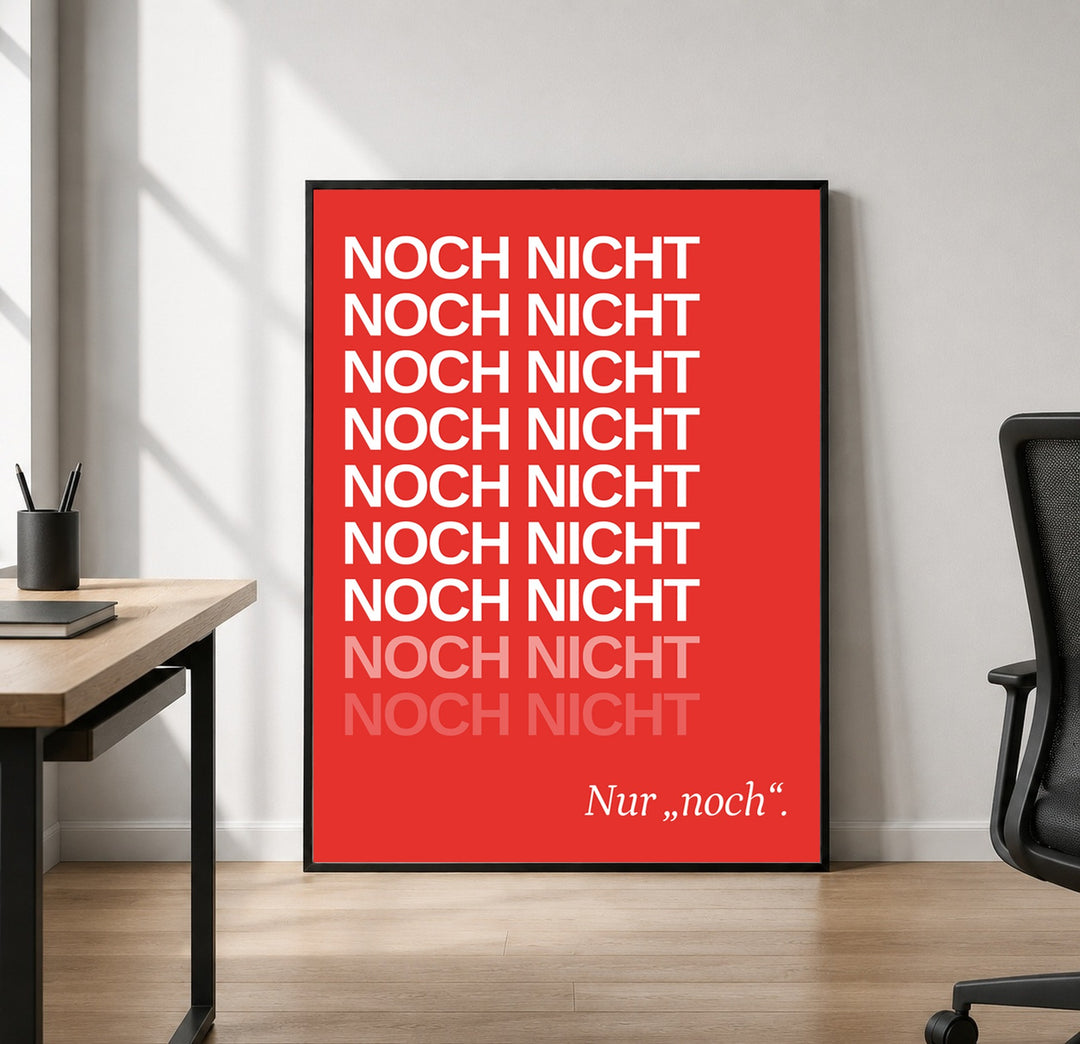 Noch Nicht – Typografie rot Leinwand – Leinwandbild