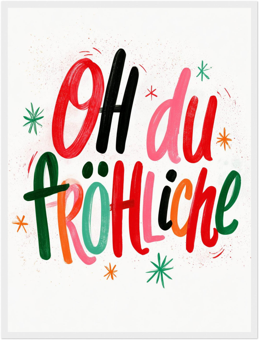 Oh du Fröhliche Lettering Poster – Weißer Rahmen – Produktfoto