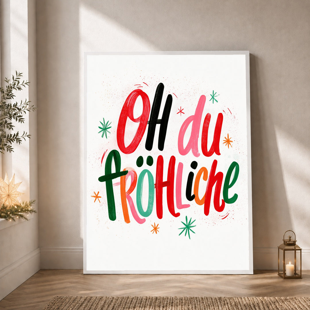 Oh du Fröhliche Lettering Poster