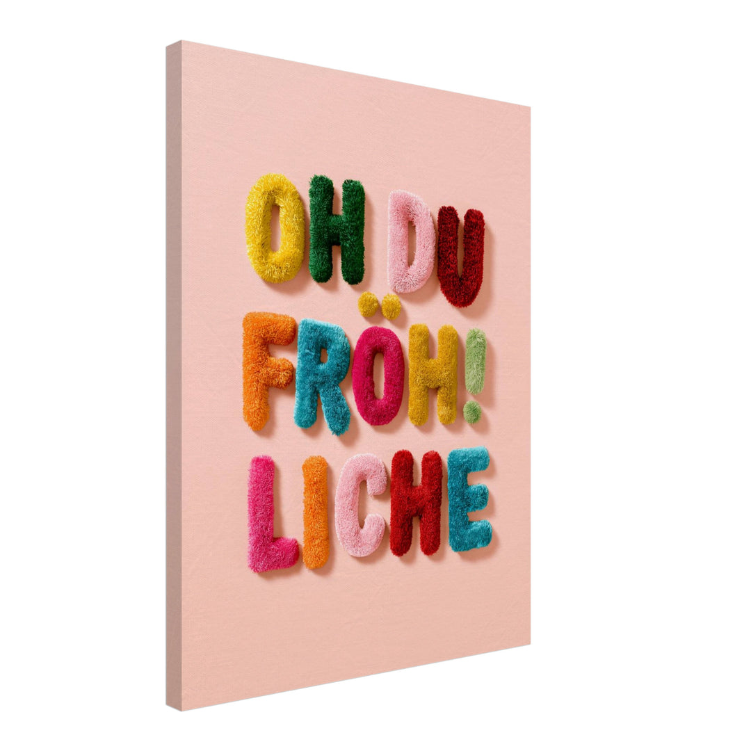 Oh du Fröhliche Flausch Leinwandbild – Schräge Ansicht – Produktfoto