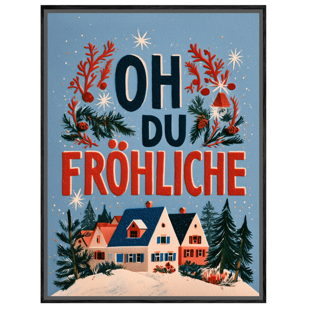 Oh du fröhliche Winterdorf Leinwandbild – Leinwandbild