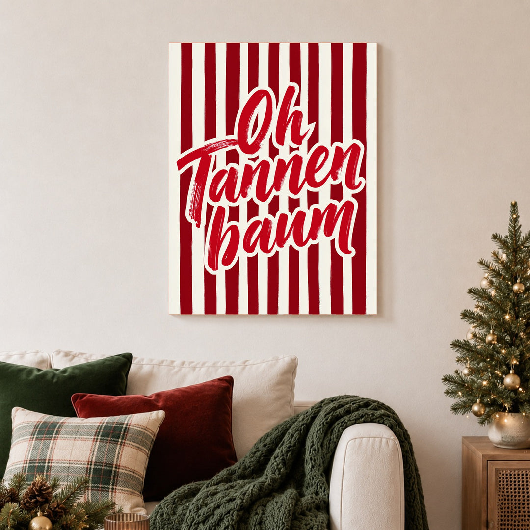 Oh Tannenbaum Weihnachtsschrift Leinwandbild – Ohne Rahmen – Produktfoto