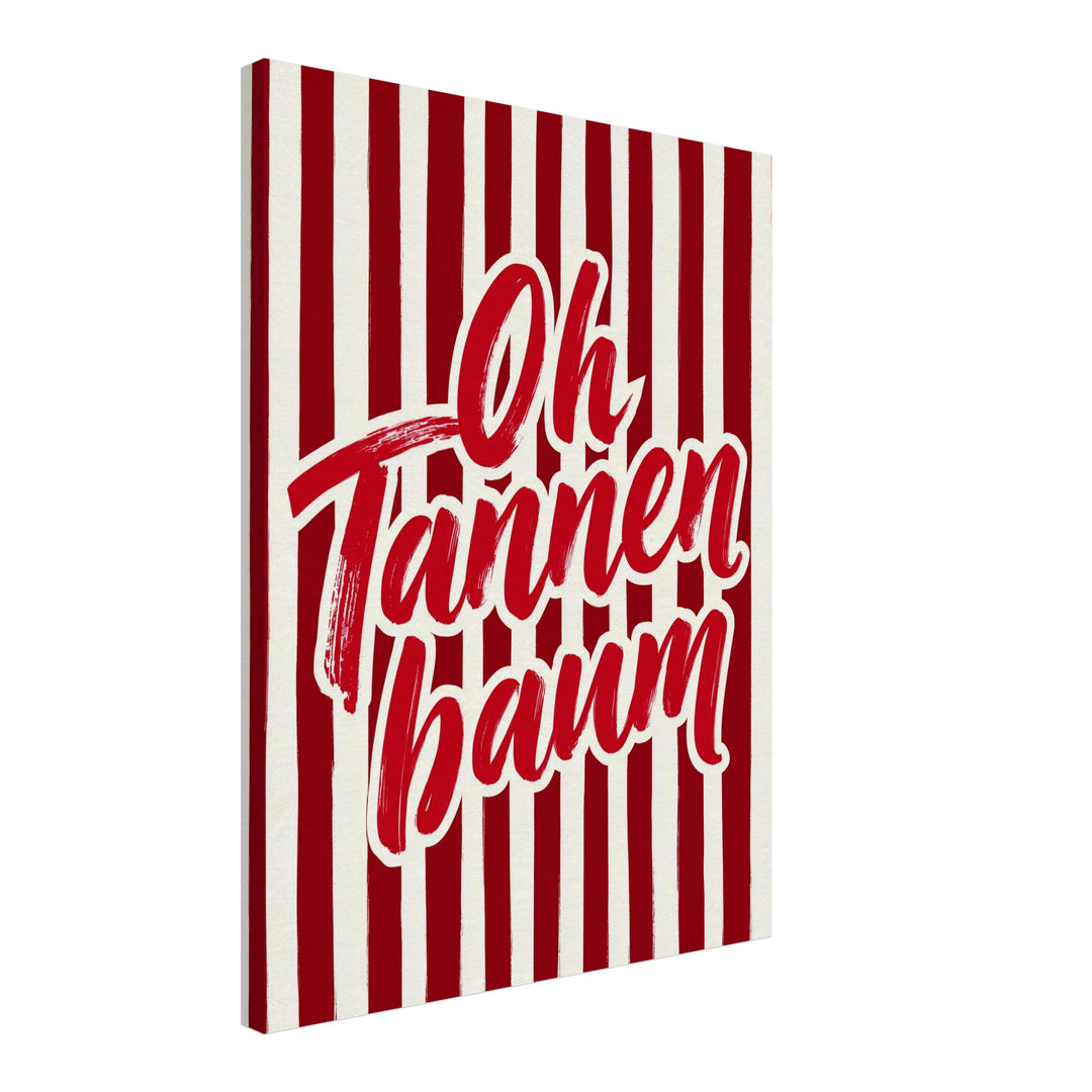 Oh Tannenbaum Weihnachtsschrift Leinwandbild – Schräge Ansicht – Produktfoto