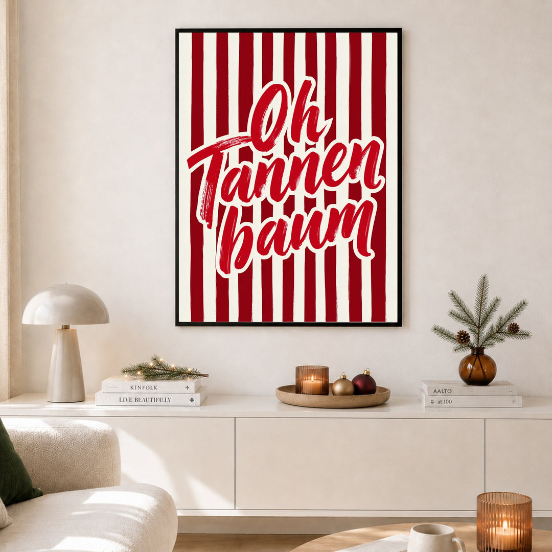 Oh Tannenbaum Weihnachtsschrift Poster – Schwarzer Rahmen – Produktfoto