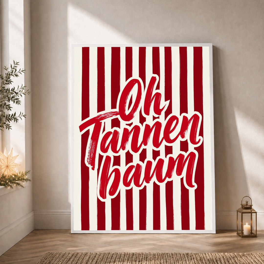 Oh Tannenbaum Weihnachtsschrift Poster – Weißer Rahmen – Produktfoto