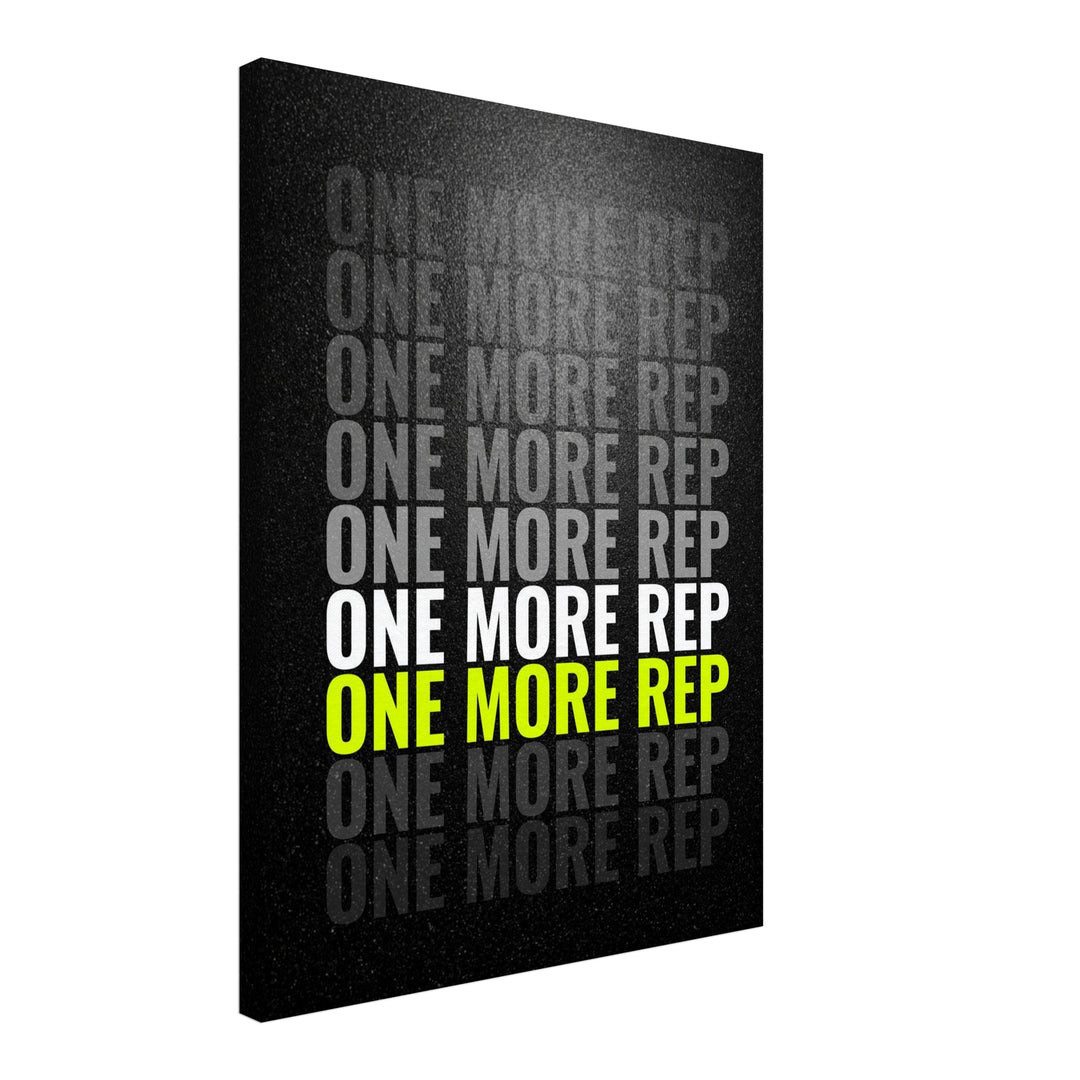 One More Rep Motivation Leinwandbild – Schräge Ansicht – Produktfoto