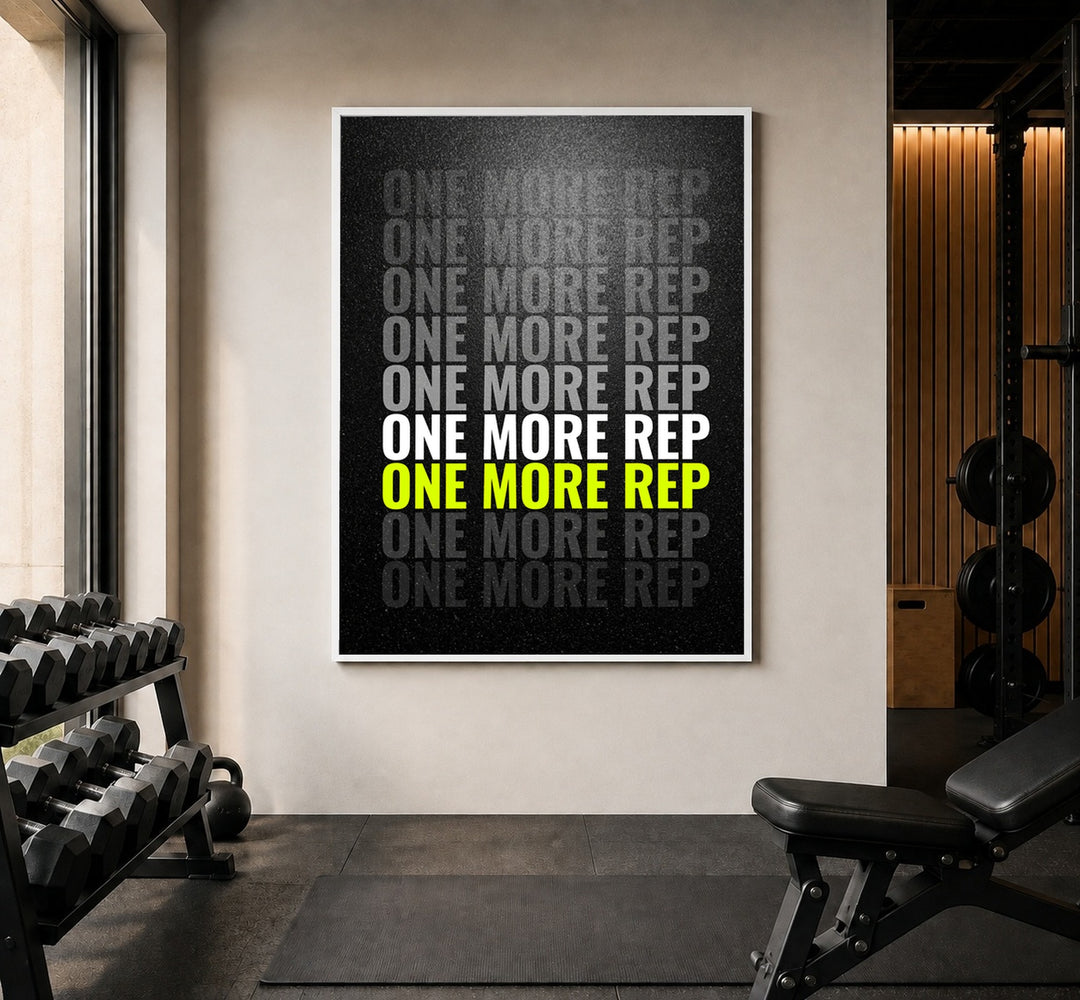 One More Rep Motivation Poster – Weißer Rahmen – Produktfoto