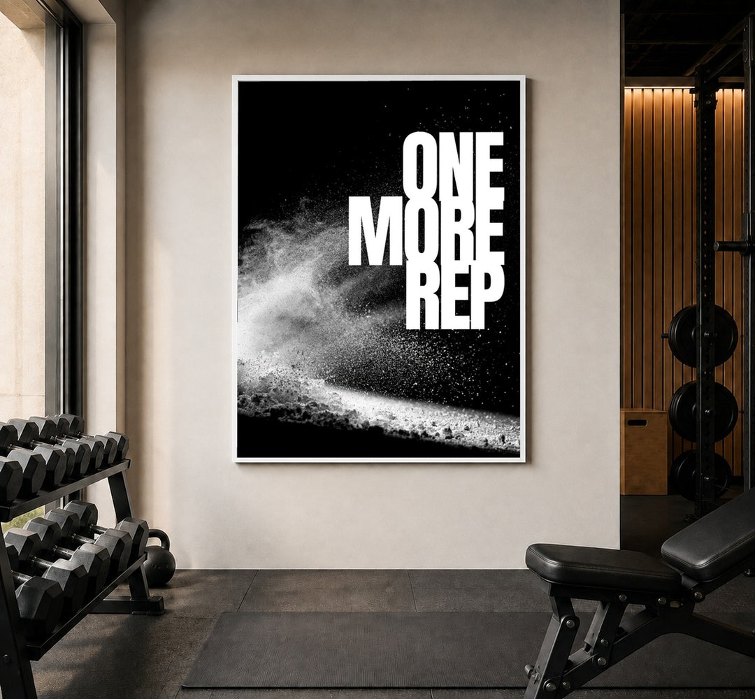 One More Rep Chalk Poster – Weißer Rahmen – Produktfoto