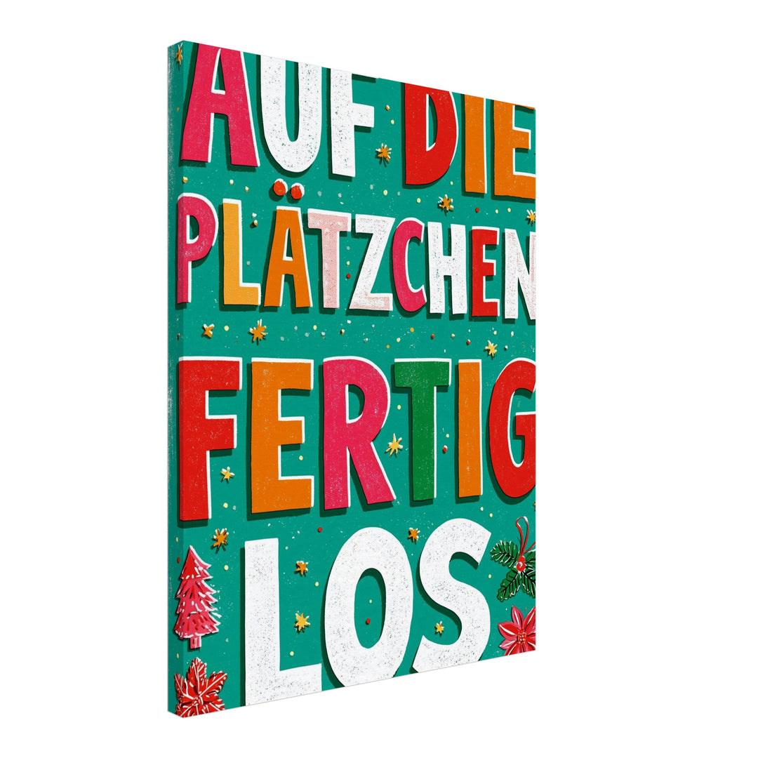 Auf die Plätzchen los Leinwandbild – Schräge Ansicht – Produktfoto