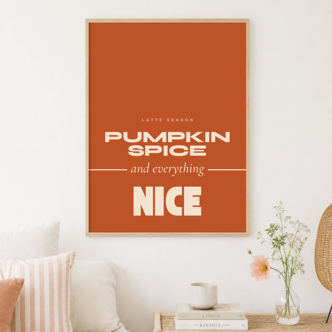 Pumpkin Spice Latte Season Poster – Holz natur Rahmen – Produktfoto