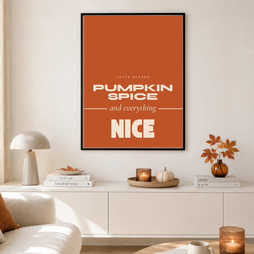 Pumpkin Spice Latte Season Poster – Schwarzer Rahmen – Produktfoto