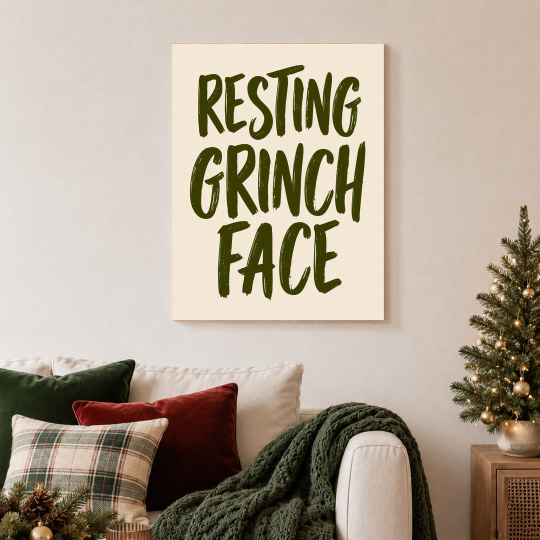Resting Grinch Face Spruch Leinwandbild – Ohne Rahmen – Produktfoto
