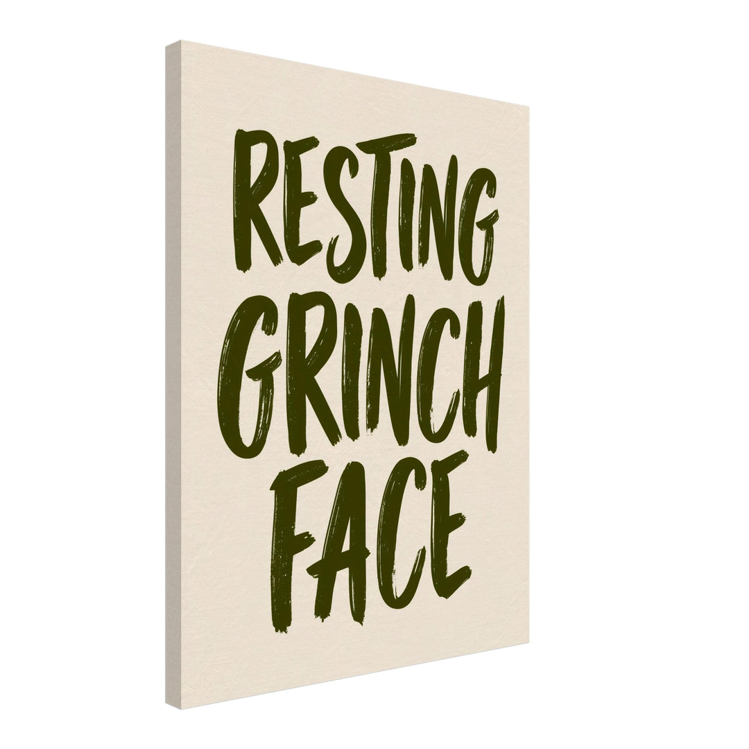 Resting Grinch Face Spruch Leinwandbild – Schräge Ansicht – Produktfoto