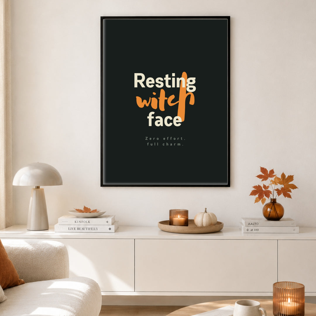 Resting Witch Face Spruch Poster – Schwarzer Rahmen – Produktfoto