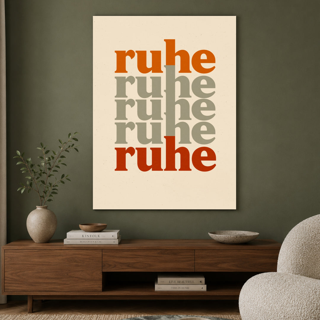 Ruhe Typografie Retro Leinwandbild – Ohne Rahmen – Produktfoto