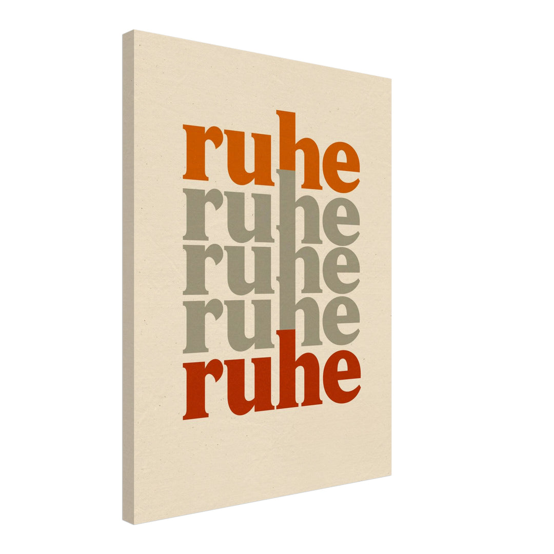 Ruhe Typografie Retro Leinwandbild – Schräge Ansicht – Produktfoto